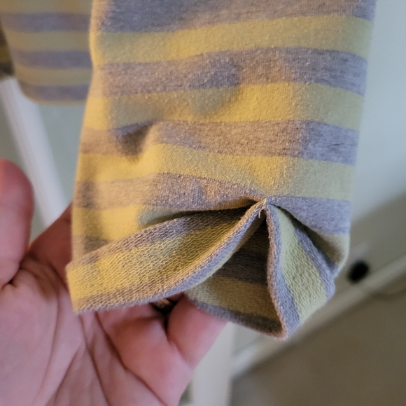 Women's XL CVS Yellow Gray Stripe Terry Sweater with Zipper Detail - Picture 2 of 4